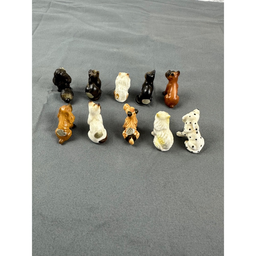 Lot 10 Mini Ceramic Dog Cat Figurines Japan Poodle Siamese Terrier Dalmatian - Picture 5 of 5